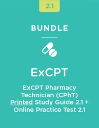 Stock photo representing ExCPT Pharmacy Technician(CPhT) Printed Study Guide  + Online Practice Test 2.1        