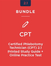 Stock photo representing Certified Phlebotomy Technician (CPT) Printed Study Guide + Online Practice Test 2.1